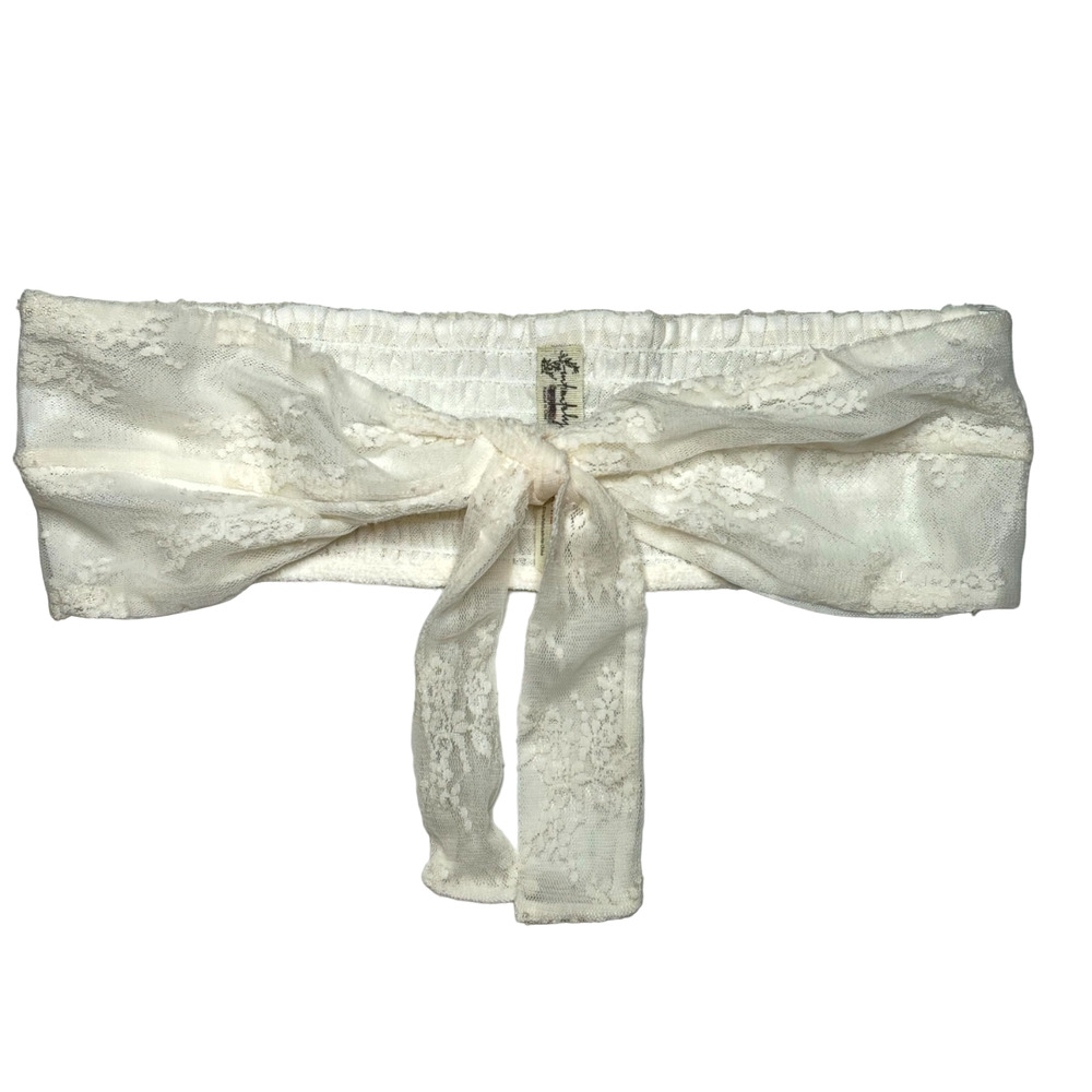 Intimately by Free People White Tie Front Lace Bandeau Top NWOT Size Small